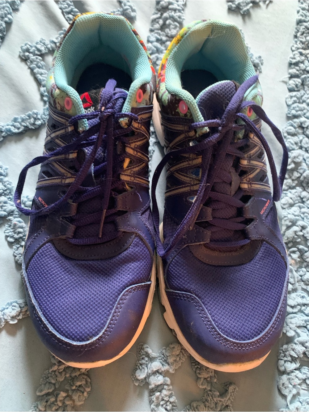 Reebok Purple Athletic Sneakers with Mint Accent